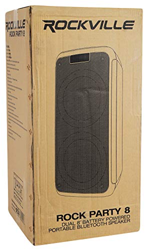 Rockville Rock Party 8 Dual 8" Battery Powered Home/Portable Bluetooth Speaker