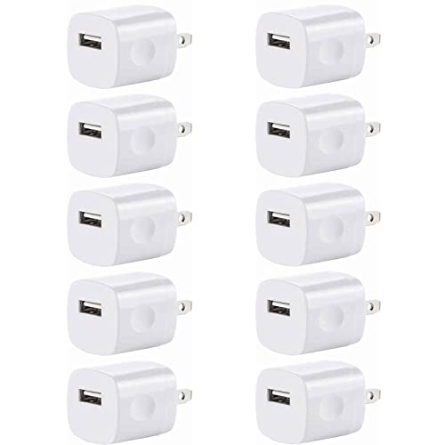 USB Wall Charger, Charger Adapter, VectorTech (10 Pack) 5V/1Amp Single Port Quick Charger Plug Cube for iPhone 7/6S/6S Plus/6 Plus/6/5S/5, Samsung Galaxy S7/S6/S5 Edge, LG, HTC, Huawei, Moto, Kindle