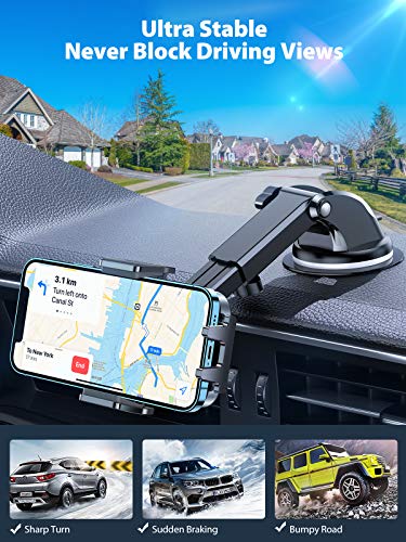 VICSEED Car Phone Holder Mount, [Non-Shaking & No More Falling Phones] Cell Phone Holder Car Mount Hands-Free Universal Cell Phone Mount for Car Dashboard/Windshield/Air Vent Fit for All Mobile Phones