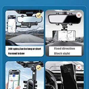 WOCRAFT Rearview Mirror Phone Holder for Car 360° Rotatable and Retractable Car Phone Holder with Air Vent Clip for All Mobile Phones and All Car M741