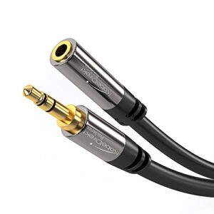 kabeldirekt – 20ft – headphone extension lead cable, 3.5mm connectors (aux audio cable, male jack plug/female jack, practically unbreakable metal casing, perfect for headphones, black)