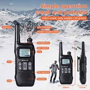 Retevis RT16 Walkie Talkies for Adults, Long Range Rechargeable Two Way Radio, NOAA Weather Alert VOX, 1000mAh Li-ion Battery and Lanyard, for Camping Hiking Outdoor Indoor(4 Pack)
