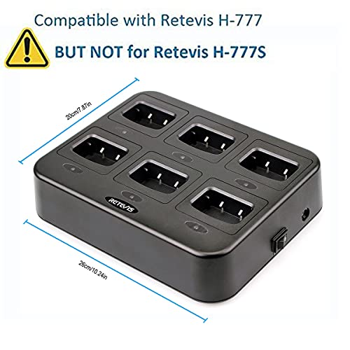 Retevis H-777 Six-Way Charger Multi Unit Walkie Talkie Charger Compatible with H-777 Baofeng BF-888S Arcshell AR-5 (Not for H-777S) Two Way Radio and Battery (1 Pack)