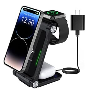 kertxin wireless charger stand,foldable 3 in 1 wireless charging station for apple watch ultra 8 7 6 se 5 4 3 2,iphone 14/14 pro/14 pro max/13/13 pro max/13 pro/mini/12/12 pro/11,wireless phones