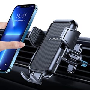 xooec car phone holder mount, [horizontal & vertical vents friendly] universal stable air vent cell phone car mount with metal hook clip for iphone 14 13 12 11 pro max samsung galaxy note s21 ultra