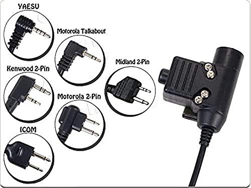 U94 PTT Military Adapter Mobile 2 Pin 7.0mm Plug Push to Talk for Kenwood/Baofeng Radio