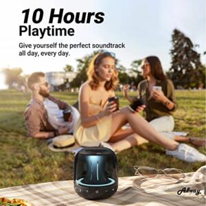 ALLWAY Bluetooth Speakers, Loud 360° HD Surround Sound, Three Cool LED Light Modes & Dual Pairing, Loud Stereo, Enhanced Bass, Built in Mic, IPX5 Waterproof Speakers for Home, Outdoors, Travel