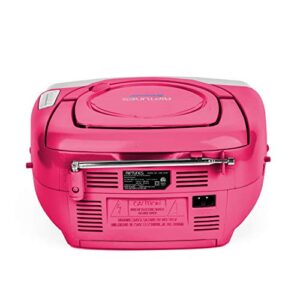 Riptunes CD Player Portable Boombox - Portable Radio AM/FM, Bluetooth Boombox, with Aux-in, Programmable Player, Pink CDB232BT