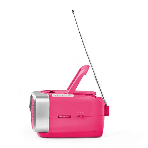 Riptunes CD Player Portable Boombox - Portable Radio AM/FM, Bluetooth Boombox, with Aux-in, Programmable Player, Pink CDB232BT