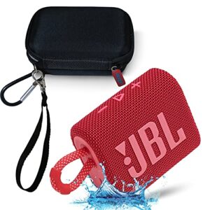 jbl go 3 waterproof ultra portable bluetooth speaker bundle with megen hardshell case (red)