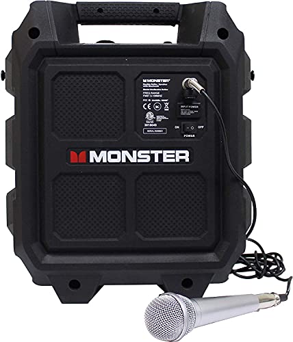 Monster Rockin' Roller Mini | Portable Bluetooth Wireless Speaker, 60 Watts, up to 36 Hours Playtime, Mic/Guitar Input, IPX4 Water Resistant