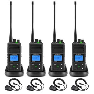 samcom 2 way radios walkie talkies long range, walkie talkies with speaker mic, 5w high power two way radios, manufacturing, industrial, worksite(4 pack)