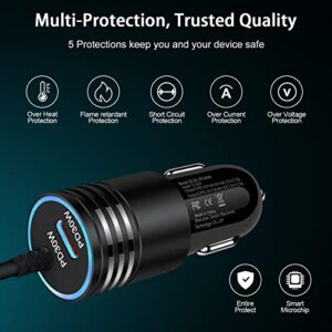 Super Fast USB C Car Charger 60W for Samsung Galaxy S23 Ultra S23+ S23 A14 5G A13 A53 S22 S21 A54 A34 S20 Z Fold4 Flip4 A03s F04,iPhone,Google Pixel 7,3ft Type C Cable,Android Phone Automobile Adapter