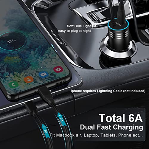 Super Fast USB C Car Charger 60W for Samsung Galaxy S23 Ultra S23+ S23 A14 5G A13 A53 S22 S21 A54 A34 S20 Z Fold4 Flip4 A03s F04,iPhone,Google Pixel 7,3ft Type C Cable,Android Phone Automobile Adapter