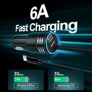 Super Fast USB C Car Charger 60W for Samsung Galaxy S23 Ultra S23+ S23 A14 5G A13 A53 S22 S21 A54 A34 S20 Z Fold4 Flip4 A03s F04,iPhone,Google Pixel 7,3ft Type C Cable,Android Phone Automobile Adapter