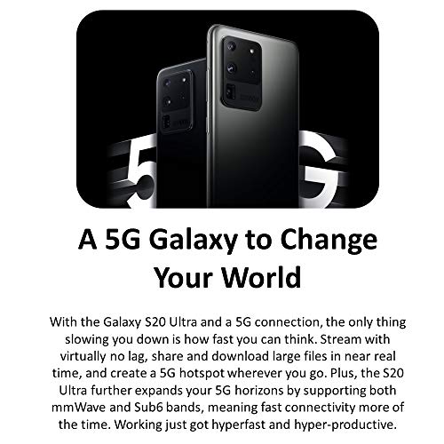 Samsung Galaxy S20 Ultra 5G, US Version, 128GB, Cosmic Black for AT&T (Renewed)