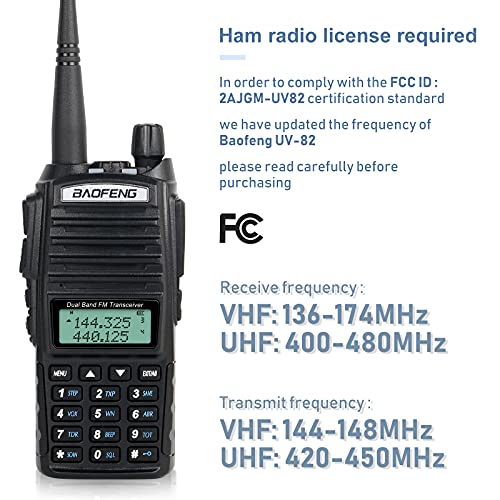 BaoFeng Radio BaoFeng UV-82 Ham Radio 144-148/420-450Mhz 2 Way Radio with Driver Free Programming Cable and Long Antenna(5 Pack-Black)