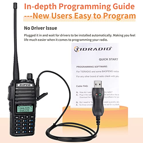 BaoFeng Radio BaoFeng UV-82 Ham Radio 144-148/420-450Mhz 2 Way Radio with Driver Free Programming Cable and Long Antenna(5 Pack-Black)