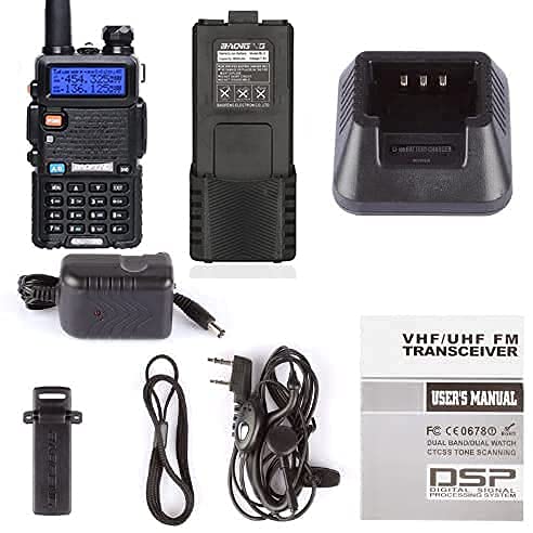 Baofeng UV-5R Dual Band Two Way Radio with 3800mAh Li-ion Battery, Walkie Talkie,Upgrade Version(144-148/420-450Mhz)