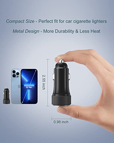 36W USB C Car Charger, OKRAY 4-Pack Fast Charging USB Type C Car Charger, PD3.0+QC3.0 Dual Port Cigarette Lighter Adapter with LED Compatible iPhone 14/13/12/11/ iPad, Samsung Galaxy S22/21 Note20/10