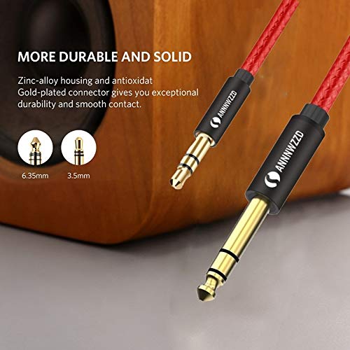 ANNNWZZD 3.5mm to 6.35mmTRS Stereo Audio Cable 10 Foot,6.35 1/4 Male to 3.5 1/8 Male Aux Jack -(10ft/10FT)