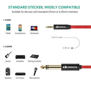 ANNNWZZD 3.5mm to 6.35mmTRS Stereo Audio Cable 10 Foot,6.35 1/4 Male to 3.5 1/8 Male Aux Jack -(10ft/10FT)