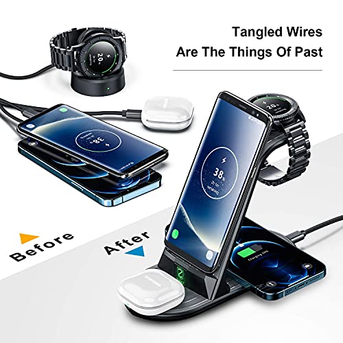 Wireless Charger, ZHIKE 4 in 1 20W Wireless Charging Station Compatible with Galaxy Phone/Watch/Buds, Charger dock for S22/S21/Note 20/Note 10, Galaxy Watch 4/3,Gear S5/S4/S3/sport,Active 2/1 and Buds