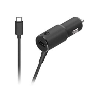 motorola turbopower 36 duo usb-c car charger- 18w usb-pd fixed type c cable + 18w qc3.0 port – simultaneous turbo charging for moto g power/stylus/fast,g6,g7 power/supra,x4,z,edge/edge+/razr/one 5g