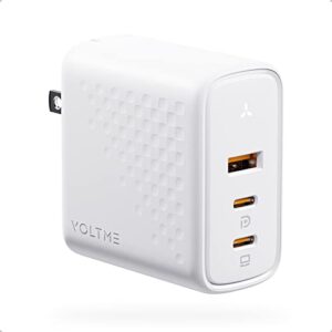 voltme 100w gan iii usb c wall charger (foldable plug), pd3.0 pps usb-c fast charger 3-port for macbook pro/air, iphone 14 13 12 11, pixelbook, thinkpad, dell xps, ipad pro, galaxy note, pixel, pixel