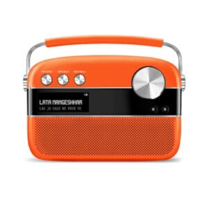 saregama carvaan premium (pop color range) hindi – portable music player with 5000 preloaded songs, fm/bt/aux (candy orange)