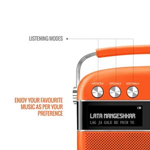 Saregama Carvaan Premium (Pop Color Range) Hindi - Portable Music Player with 5000 Preloaded Songs, FM/BT/AUX (Candy Orange)