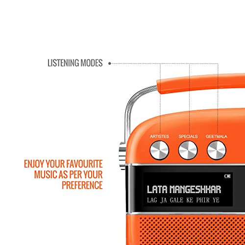 Saregama Carvaan Premium (Pop Color Range) Hindi - Portable Music Player with 5000 Preloaded Songs, FM/BT/AUX (Candy Orange)