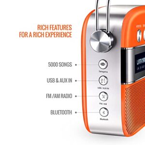 Saregama Carvaan Premium (Pop Color Range) Hindi - Portable Music Player with 5000 Preloaded Songs, FM/BT/AUX (Candy Orange)