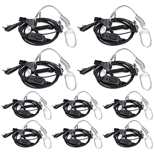 Retevis Security Walkie Talkie Earpiece with Mic, Coil Tube, Compatible RT22 RT21 H-777 RT68 RB26 RT22S RT19 RT18 RT27 pxton Two Way Radio, Acoustic Tube 2 Way Radio Earpiece(10 Pack)