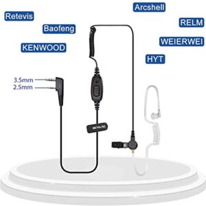 Retevis Security Walkie Talkie Earpiece with Mic, Coil Tube, Compatible RT22 RT21 H-777 RT68 RB26 RT22S RT19 RT18 RT27 pxton Two Way Radio, Acoustic Tube 2 Way Radio Earpiece(10 Pack)