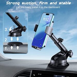 SUUSON Phone Holder for car -3in1 Long arm car Phone Holder Mount, Suitable for car Dashboard/Windshield/Vent, car Adjustable Phone Holder, Compatible with All Smart Phones and Cars