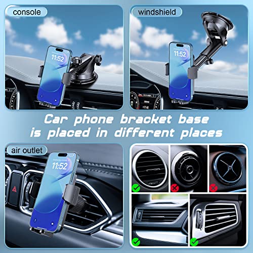 SUUSON Phone Holder for car -3in1 Long arm car Phone Holder Mount, Suitable for car Dashboard/Windshield/Vent, car Adjustable Phone Holder, Compatible with All Smart Phones and Cars