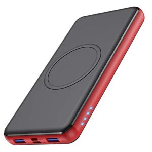 wireless portable charger 26,800mah 10w wireless charging+pd(18w )3.0 fast charging power bank 2 input+4 output usb c external battery pack compatible with iphone 13/12/11 /8 samsung 21google tablet