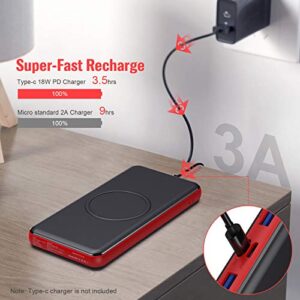 Wireless Portable Charger 26,800mAh 10W Wireless Charging+PD(18W )3.0 Fast Charging power bank 2 Input+4 Output USB C External Battery Pack Compatible with iPhone 13/12/11 /8 Samsung 21Google Tablet