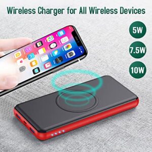 Wireless Portable Charger 26,800mAh 10W Wireless Charging+PD(18W )3.0 Fast Charging power bank 2 Input+4 Output USB C External Battery Pack Compatible with iPhone 13/12/11 /8 Samsung 21Google Tablet