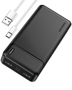 asperx [ 5v 3a fast charging 20000mah portable charger power bank [ usb c out & in ] [ dual usb a ] high-speed ultra compact external battery pack for iphone, samsung, android and more