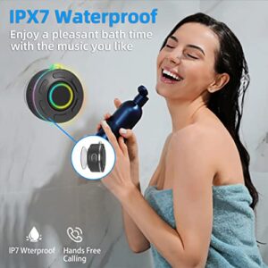 Bluetooth Shower Speaker, IP7 Waterproof Speakers Bluetooth Wireless with Suction Cup, Portable Speaker 360 HD Surround Sound, LED Light Wireless Speaker Dual Stereo Pairing, Built-in Mic Shower Radio