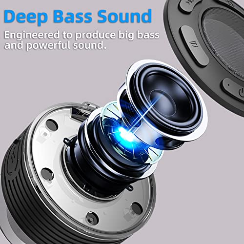 Bluetooth Shower Speaker, IP7 Waterproof Speakers Bluetooth Wireless with Suction Cup, Portable Speaker 360 HD Surround Sound, LED Light Wireless Speaker Dual Stereo Pairing, Built-in Mic Shower Radio