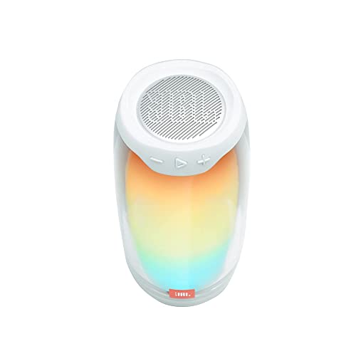 JBL Pulse 4 Waterproof Portable Bluetooth Speaker with Light Show - White (Renewed)