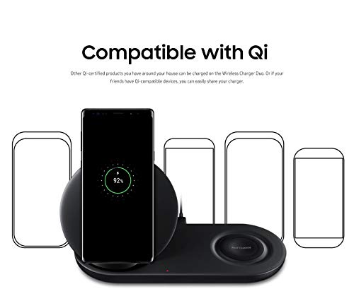 SAMSUNG Wireless Charger DUO Fast Charge Stand & Pad Universally Compatible with Qi Enabled Phones and Select SAMSUNG Watches (US Version), Black