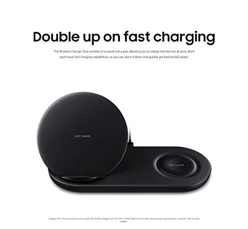 SAMSUNG Wireless Charger DUO Fast Charge Stand & Pad Universally Compatible with Qi Enabled Phones and Select SAMSUNG Watches (US Version), Black