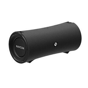 raycon fitness speaker, portable, ipx7 waterproof, dustproof, 36 hr battery, microphone, dual drivers, tws multi-link stereo, strap (carbon black)
