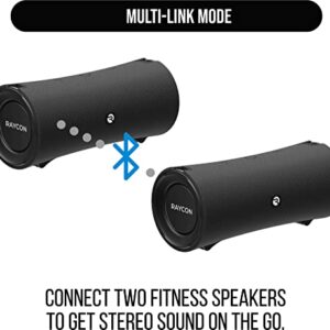 Raycon Fitness Speaker, Portable, IPX7 Waterproof, Dustproof, 36 Hr Battery, Microphone, Dual Drivers, TWS Multi-Link Stereo, Strap (Carbon Black)