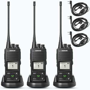 3000mah samcom 2 way radios walkie talkies long range rechargeable, 3 packs fpcn10a high power two way radios for adult, handheld programmable uhf radio group call for business construction warehouse
