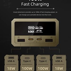 Steam Deck Battery Bank, imuto100W Power Bank, Portable Laptop Charger with Smart Digital Display, 26800mAh PD Super Fast Charging USB C External Battery for MacBook Pro/Air, iPad Pro, Lenovo, iPhone